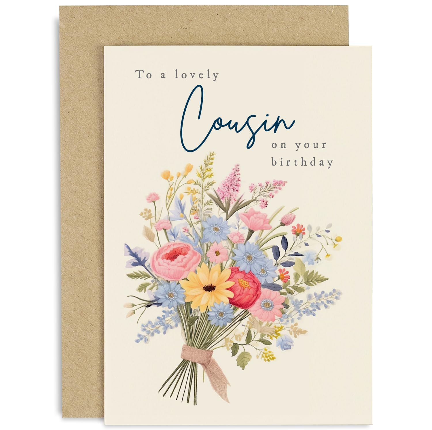 Old English Co. Flower Greeting Card for Cousins Birthday - Special Female Birthday Card for Her - Cousin Birthday Cards Female Adult - Floral Happy