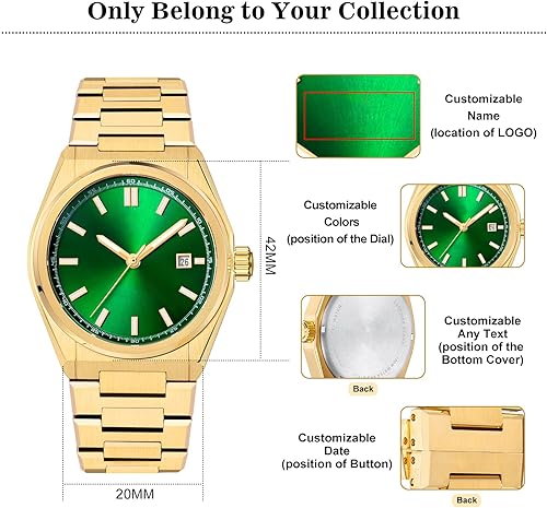 Miniatura 2 de Personalized Watch for Men, Custom Watch Engraving Gift for Husband Father & Son, Luminous Stainless Steel Quartz Engraved Men's Wrist Watches,