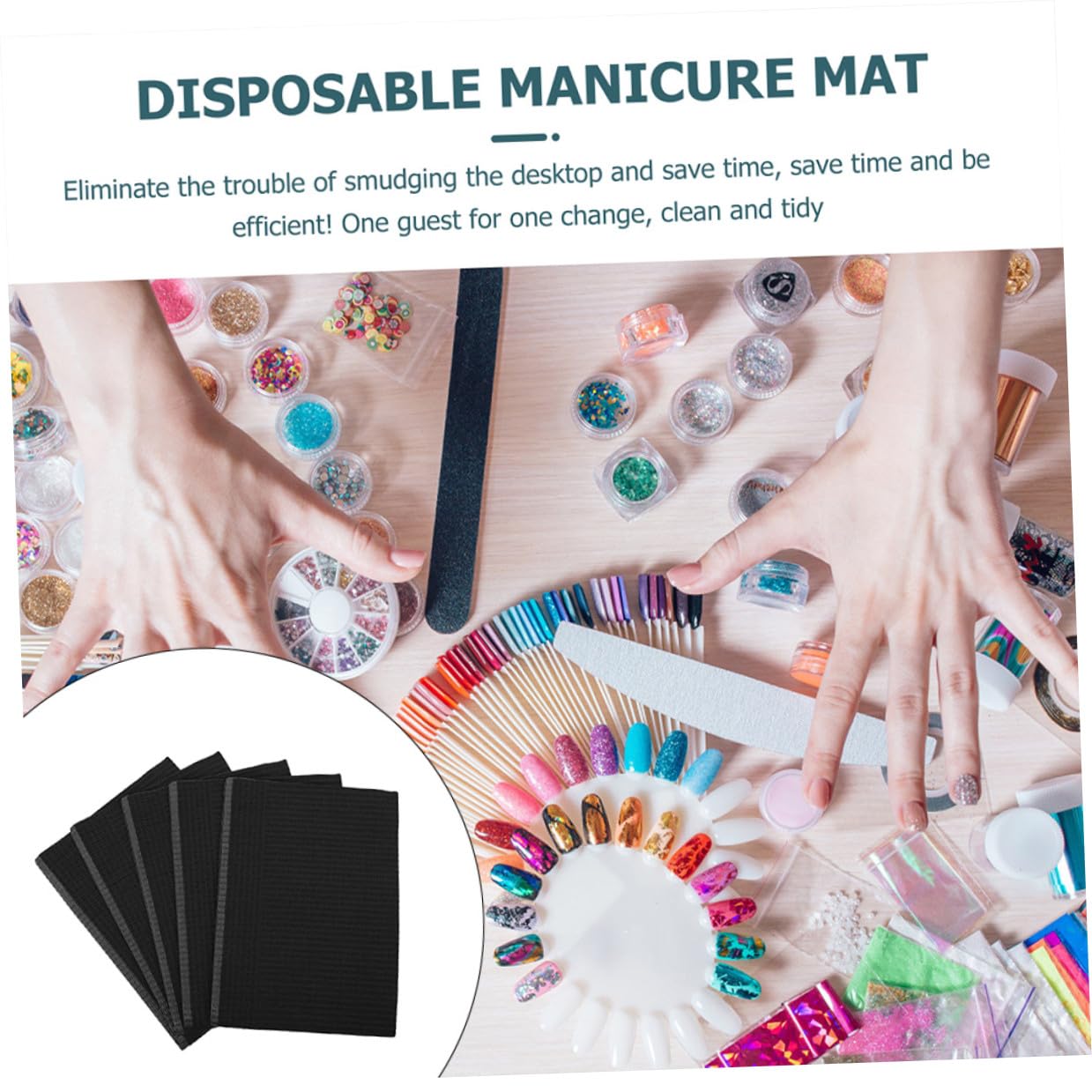 VILLCASE Tovaglia Monouso per Manicure in Carta Nera, Assorbente Polvere e Acqua, Morbida e Inodore, 125 Pezzi per Uso Professionale in Casa e Ufficio