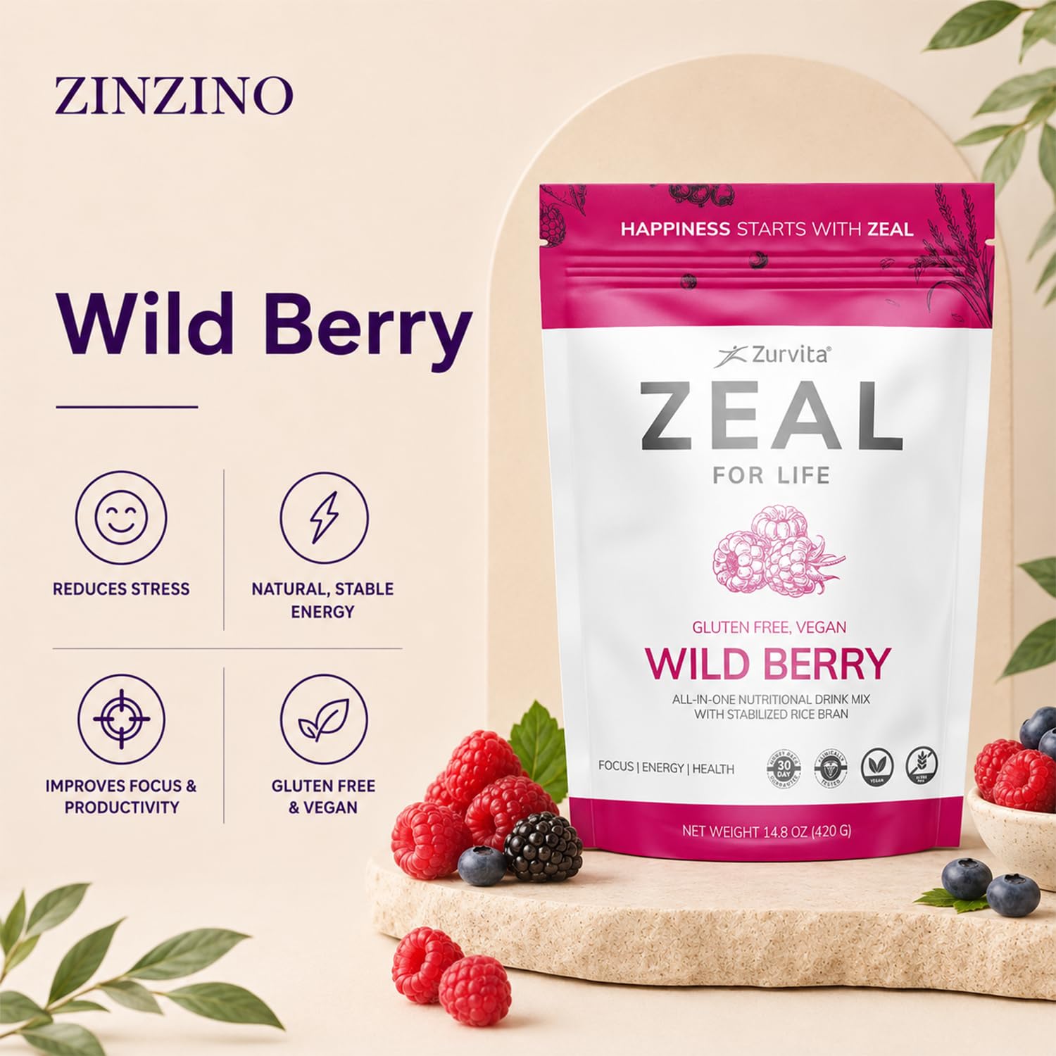 Amazon.com: Zurvita - Zeal for Life Wild Berry Wellness Drink Mix