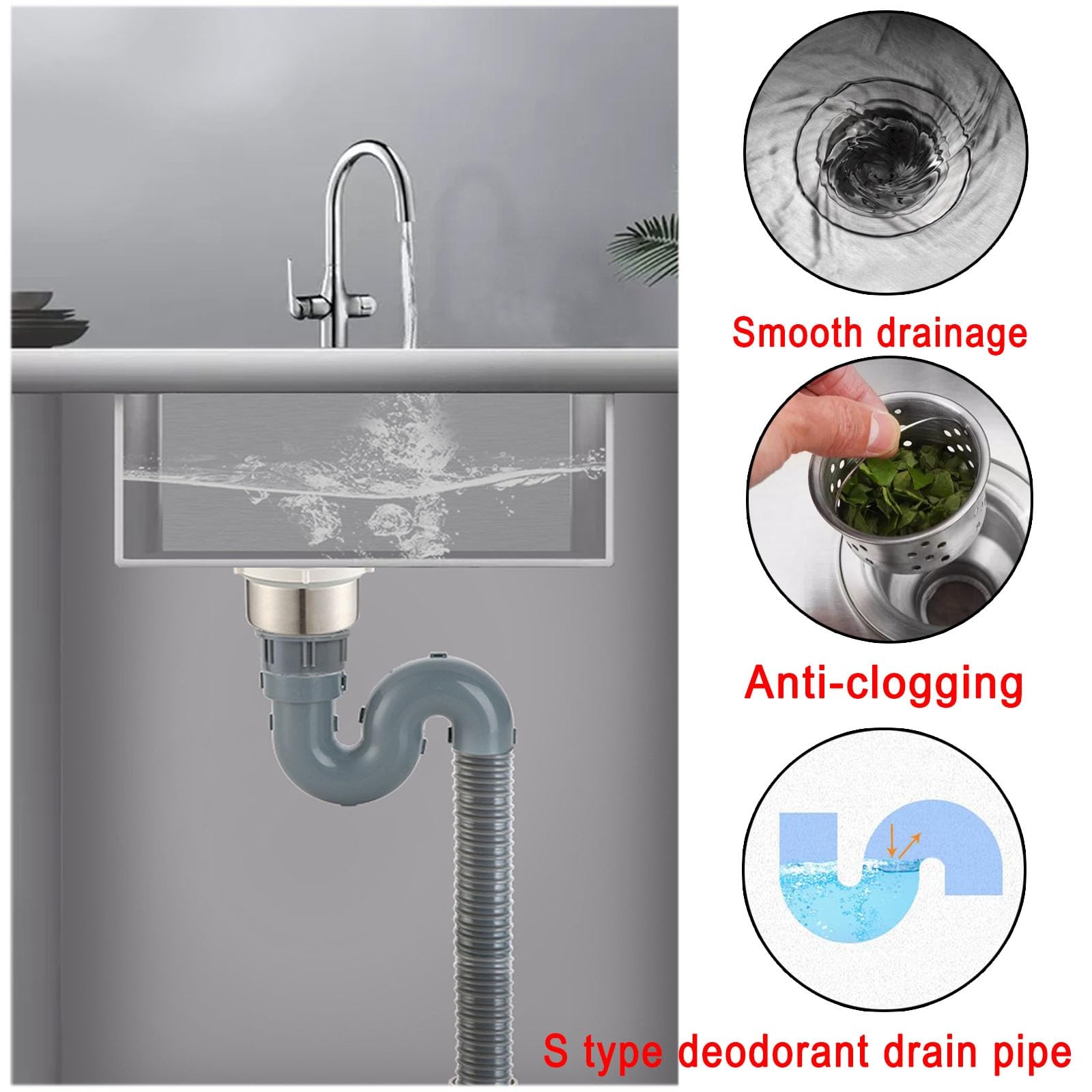 Edelstahlspüle Spülbecken Für Outdoor Garten, Rechteckig Gewerbe-spülbecken Mit Wasserhahn Und Drainage-Komponenten, Wandhängendes Küchenspüle Für Das Geschirrspülen Mit Ständer