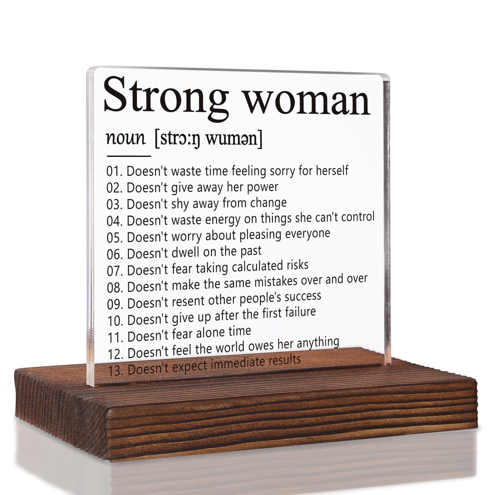 Inspirational Gifts for Women Mom Sister, Strong Woman Definition Sign, Positive Energy Gift for Coworkers Recognition, Motivational Gifts for Friends, Acrylic Desk Decor Plaque VR211