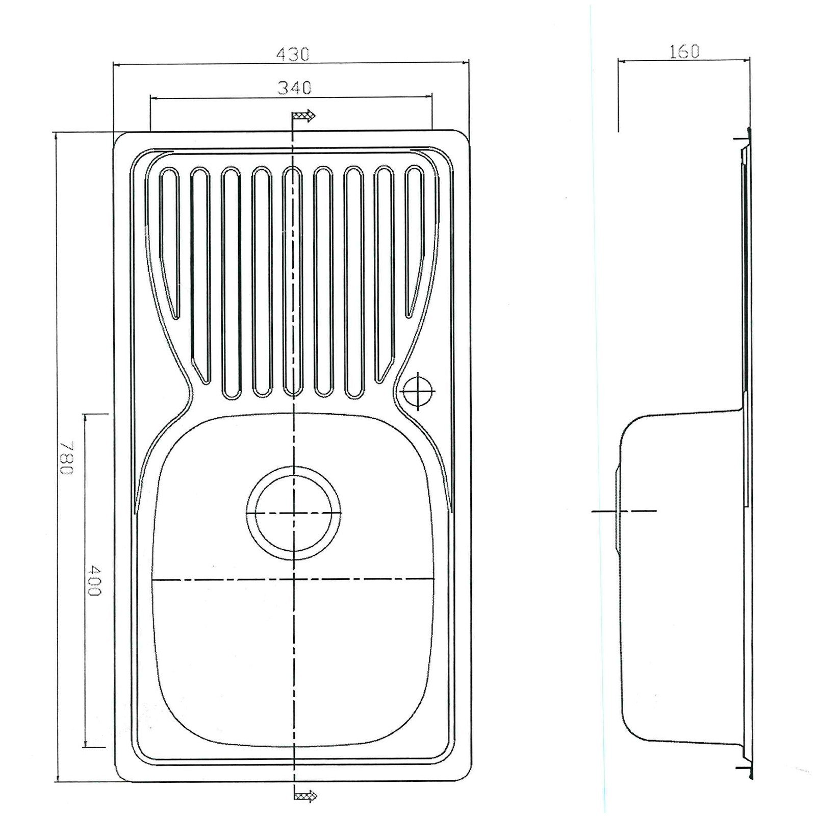 Stabilo-Sanitaer Einbauspüle aus hochwertigem Edelstahl, Spülbecken rechteckig, Ablagefläche links, klassische Küchenspüle in schönen und zeitlos modernen Design