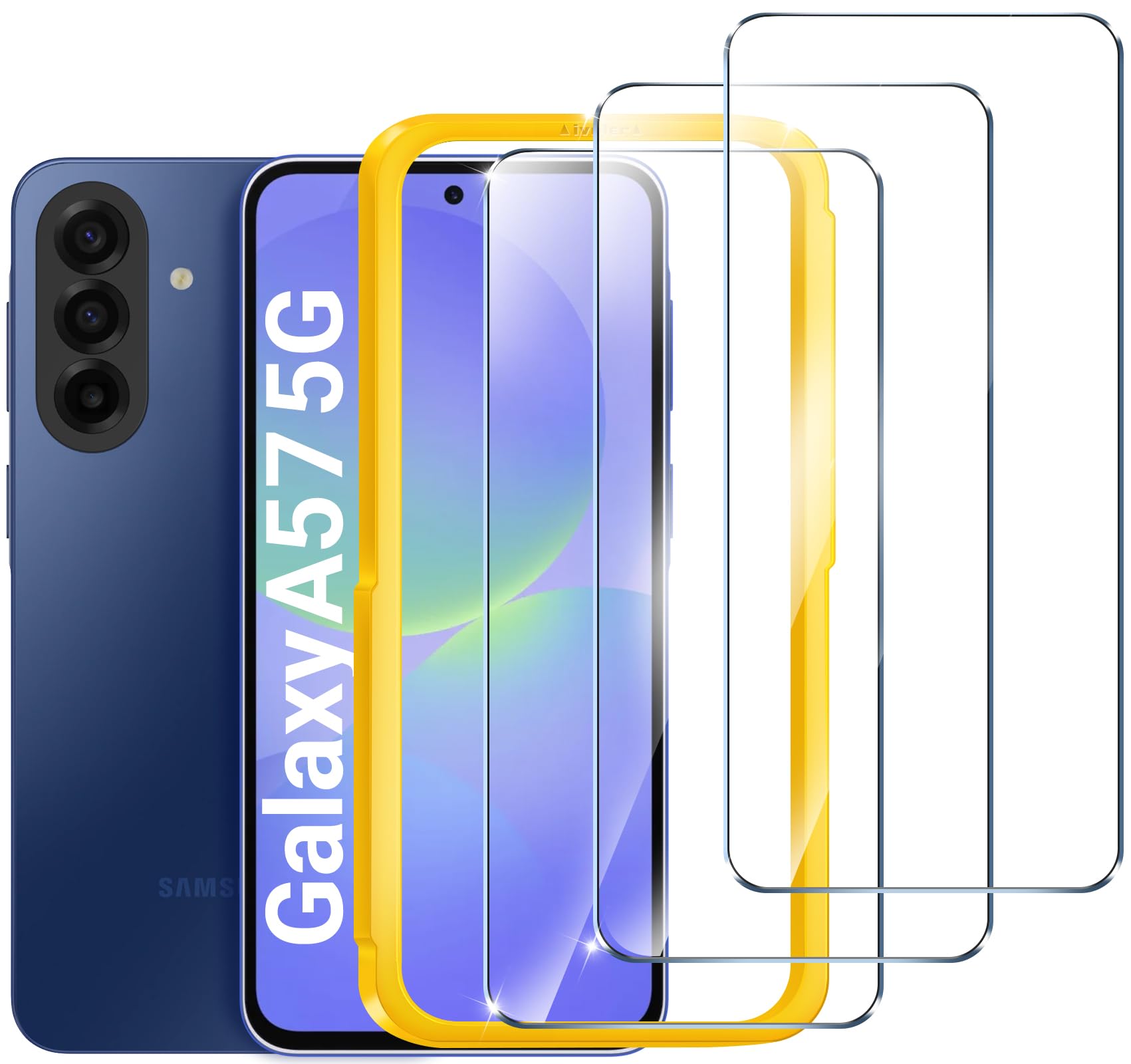 ivoler 3 Stück Schutzfolie für Samsung Galaxy A57 5G, Schutz mit Einfaches Installationswerkzeug, 9H Härte, HD Klar, Anti-Kratz, Anti-Bläschen, Anti-Stoßfest