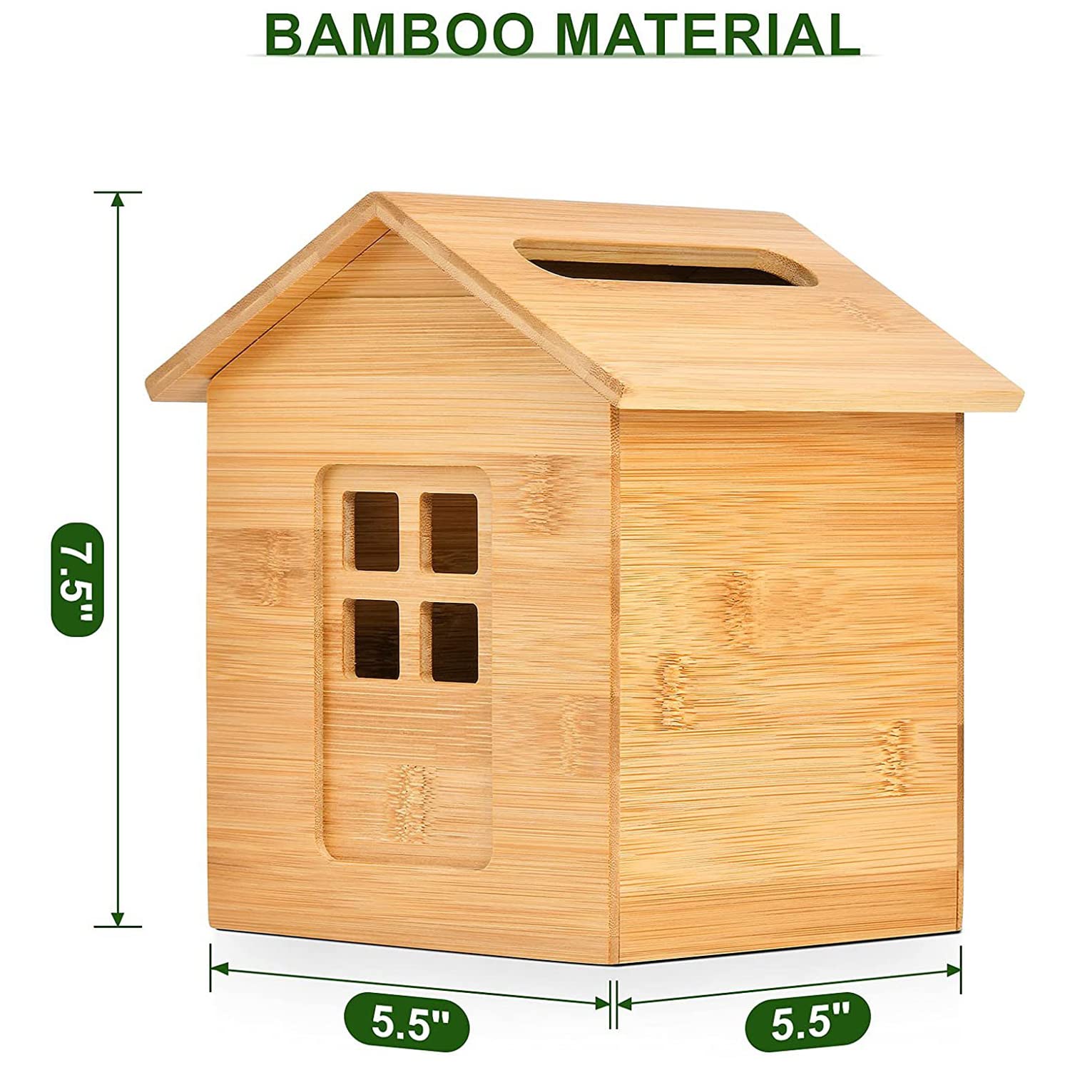 Taschentuchbox-Abdeckung Aus Bambus (13x13x15 Cm) – Weiße Halterung Für Papiertaschentücher, Farmhouse & Boho Deko