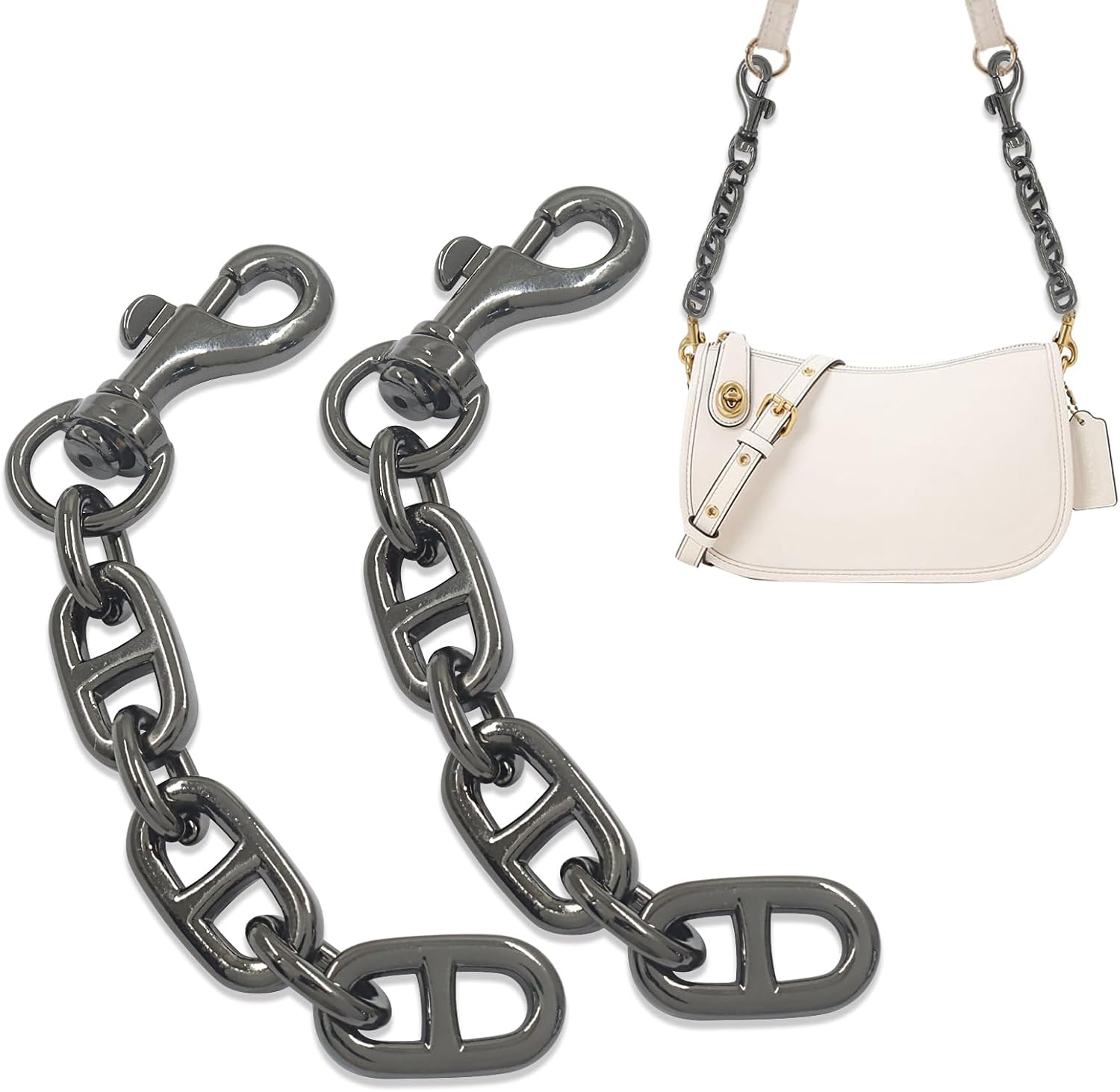 Zorveiio 2Pcs Purse Strap Extender Chain, Gunmetal image 2