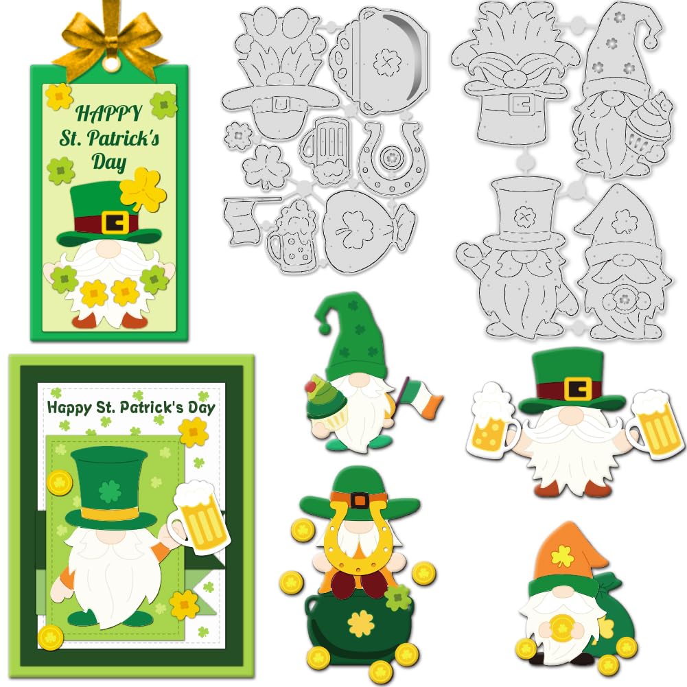 INFUNLY St. Patrick's Day Gnomes Cutting Dies for Card Making Christmas Gnome Die Cuts Cute Santa Metal Cutting Dies Embossing Stencils Template for DIY Scrapbooking Photo Album Decor Paper Craft โ image 1