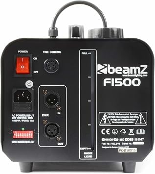 BeamZ F1500 Hazer Fog Machine 1500 W with Remote Control Mist Machine DMX Compatible Timer & Interval Function Fog Machine for Constant Mist Generation on Stages