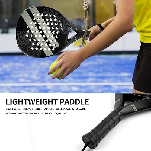 Miniatura 4 de Juego de 2 raquetas de pádel con superficie de fibra de carbono EVA Memory Flex Núcleo de espuma de pádel ligeras