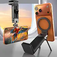 Airplane Phone Holder Travel Essentials Metal Magnetic | MagSafe,Plane Flying,Cruise Must Haves,Travel Sized,360° Rotation Foldable Arms,Clip on and Desktop,Desk Tray Table Luggage