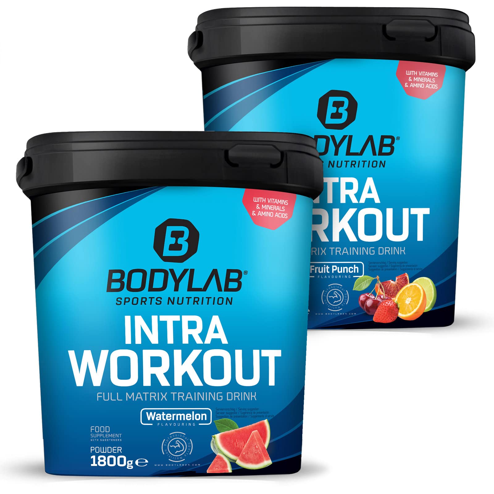 Bodylab24 Intra Workout 1,8 kg Wassermelone, mit EAA (inkl. BCAA) + Kalium, Calcium & Magnesium, B-Vitamine, Vitamin C, A und E, ideal während des Workouts