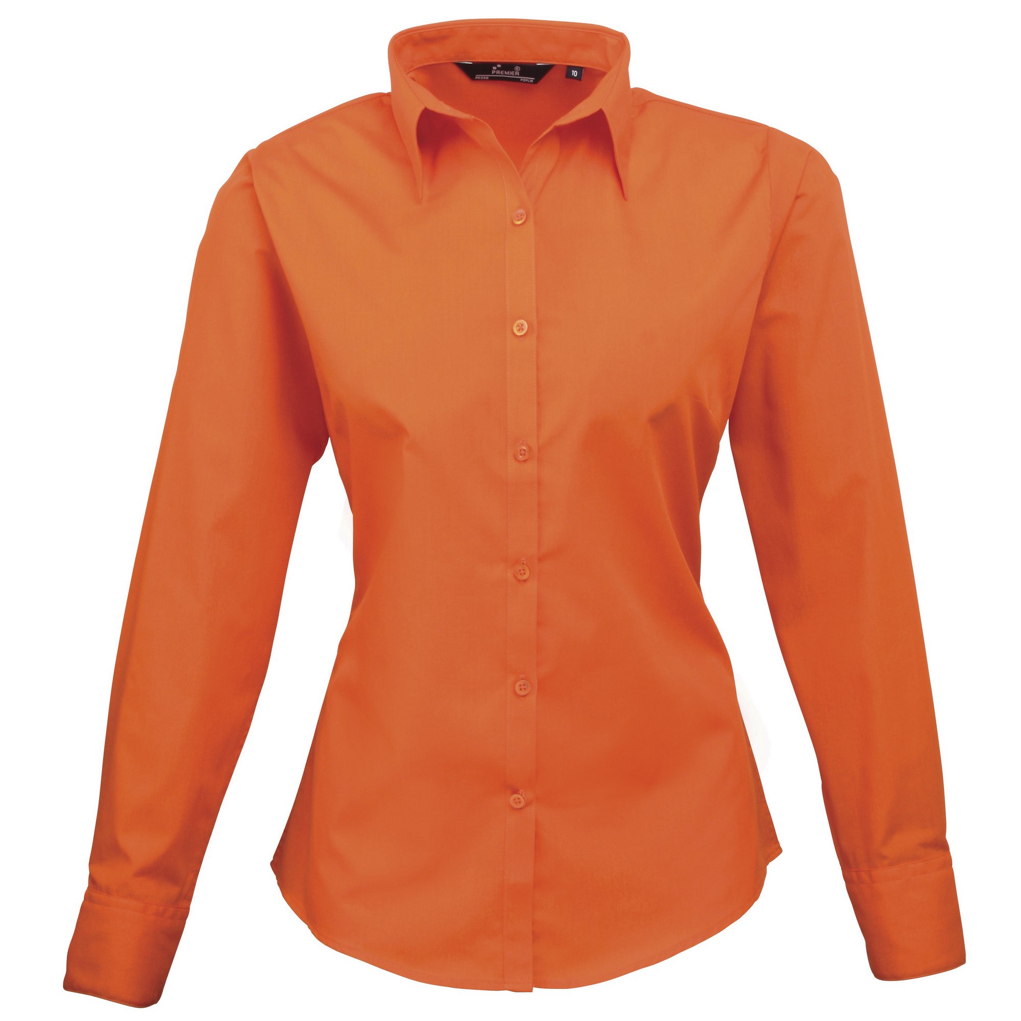 Premier Women's Orange (Orange) Fitness Poplin Long Sleeve Blouse Regular Fit Long Sleeve Blouse, 6(Manufacturer Size:6)