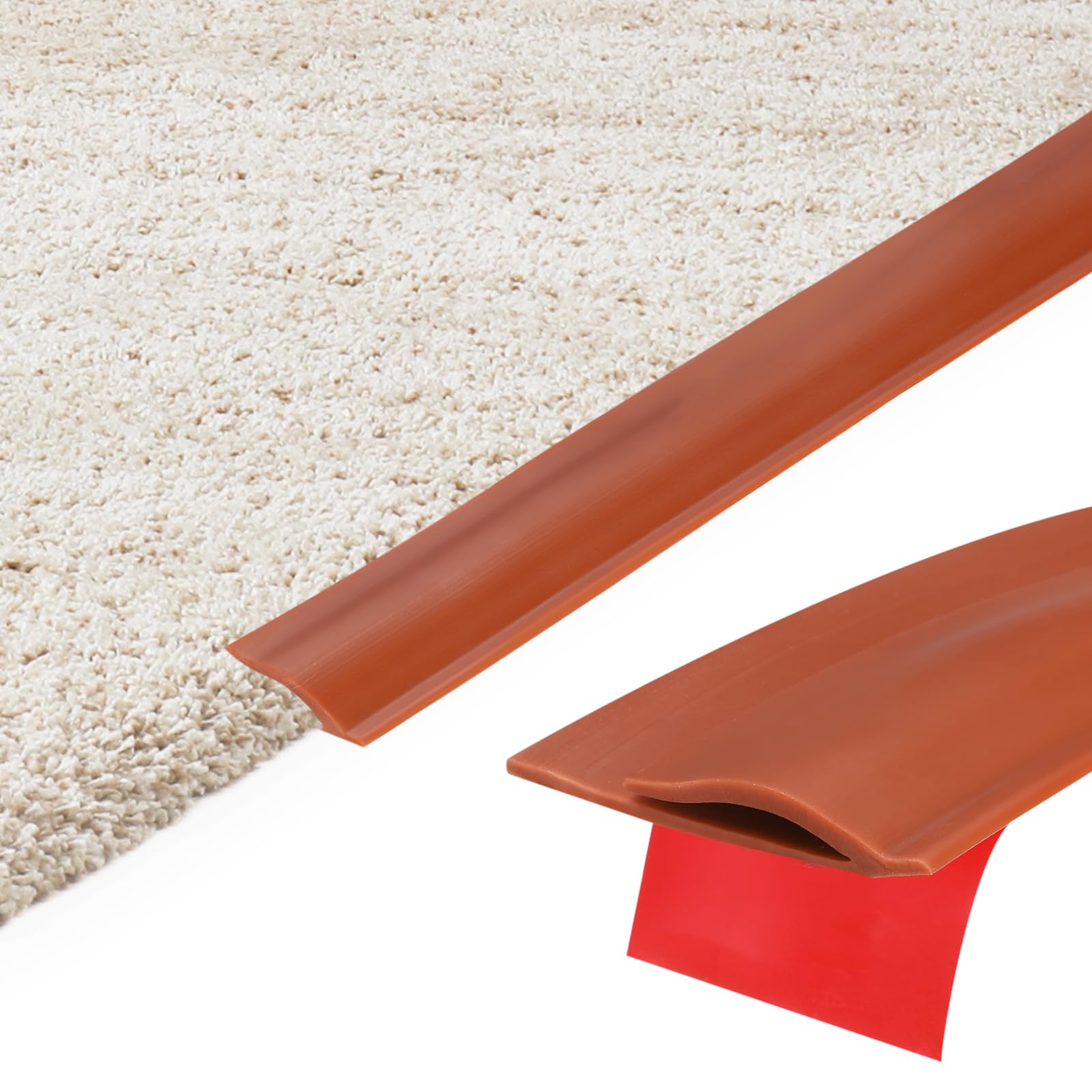 sourcing map 2 Pcs 2m x 33mm x 5.5mm Carpet to Tile Transition Strip, Self-Adhesive Carpet Edge Strip, TPE Gap Cover, Laminate Edge Trim for Uneven Surfaces, Red