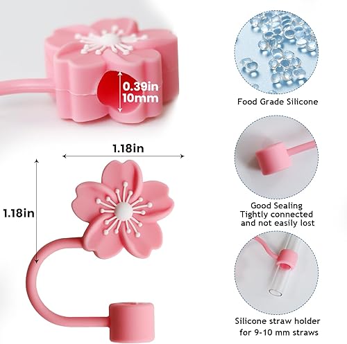 Miniatura 9 de Fundas de popote para copa Stanley, 6 piezas de silicona con temática navideña, compatibles con vasos Stanley de 30 y 40 onzas, fundas de punta de