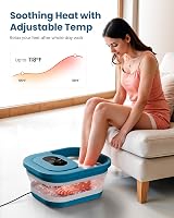 COMFIER Összecsukható Lábfürdő Masszírozóval - Shiatsu Görgők, Buborékos Vibráció, Fűtés 35-48°C, Időzítő, Pedikűr Habkő, Fekete 2