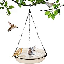 Outdoor Bird Feeder, Hanging Bird Drinker, Wild Bird Bath for Small Garden Balcony Decoration (White)