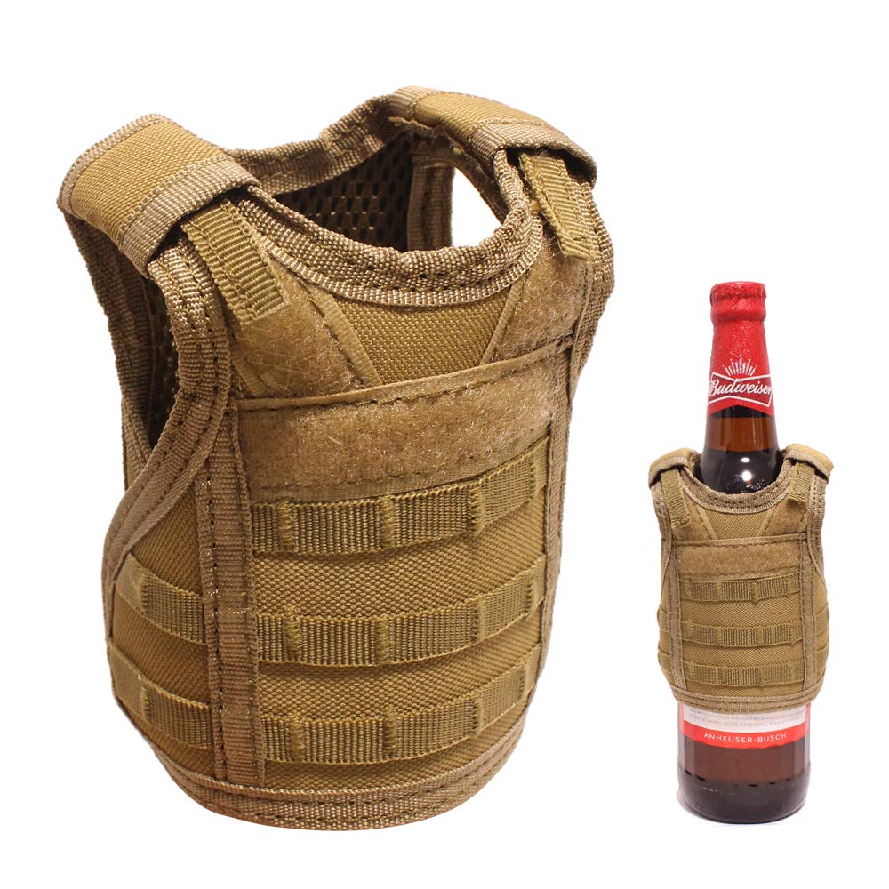 WYNEX Tactical Beer Koozie Vest, Beer Bottle Koozie Holder, Adjustable Beverage Cooler Holder, Tactical Mini Vest Set, Can Coozie Keeper