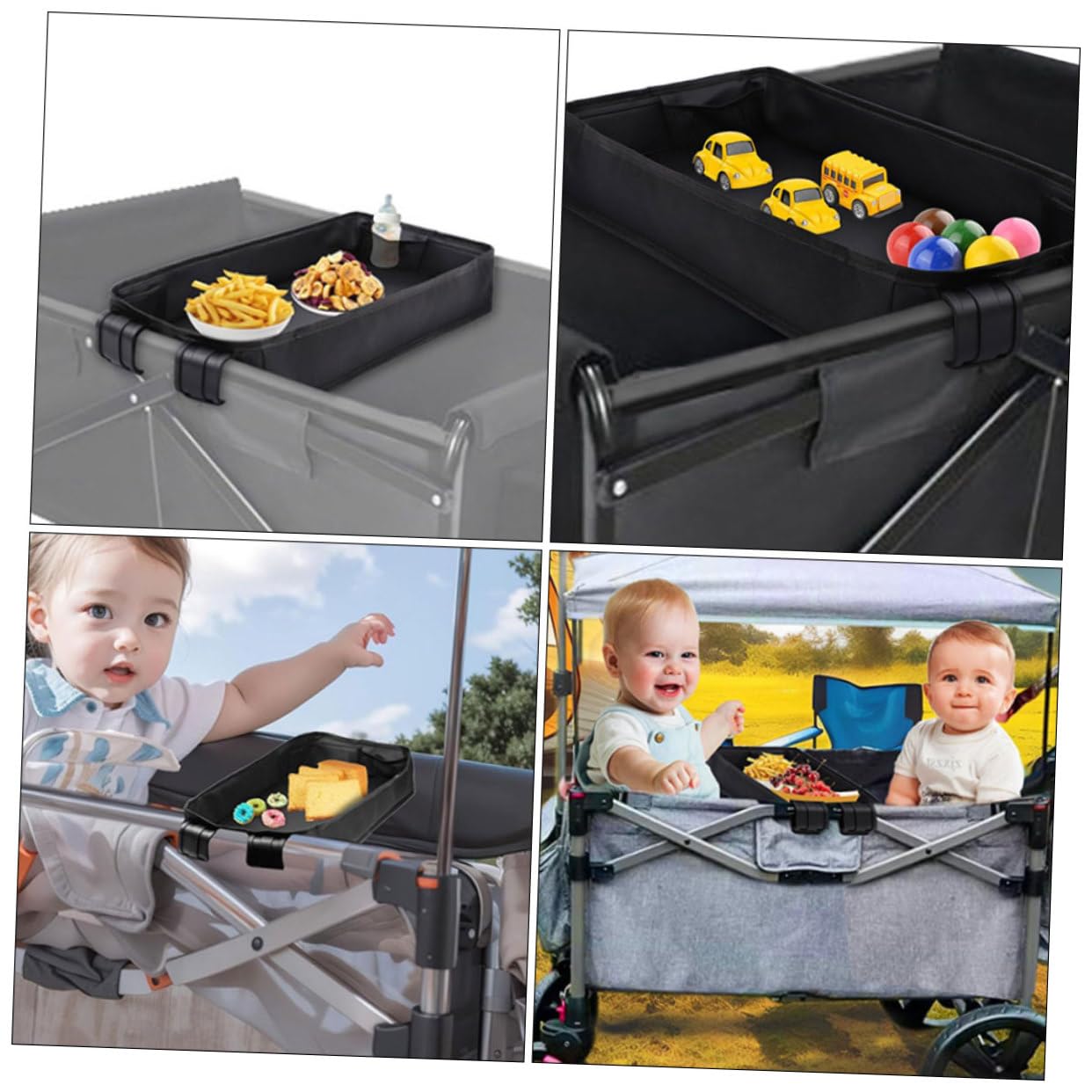 TOYANDONA Tablett für Kinderwagen mit Becherhalter und Handyhalterung Faltbarer Snack-organizer aus Canvas für Junge Mädchen und Kleinkinder