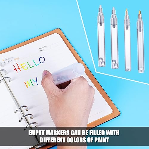 Miniatura 5 de SAVITA 5 marcadores recargables, bolígrafos de pintura transparente vacíos en 3 tamaños, juego de marcadores recargables para pintura al óleo,