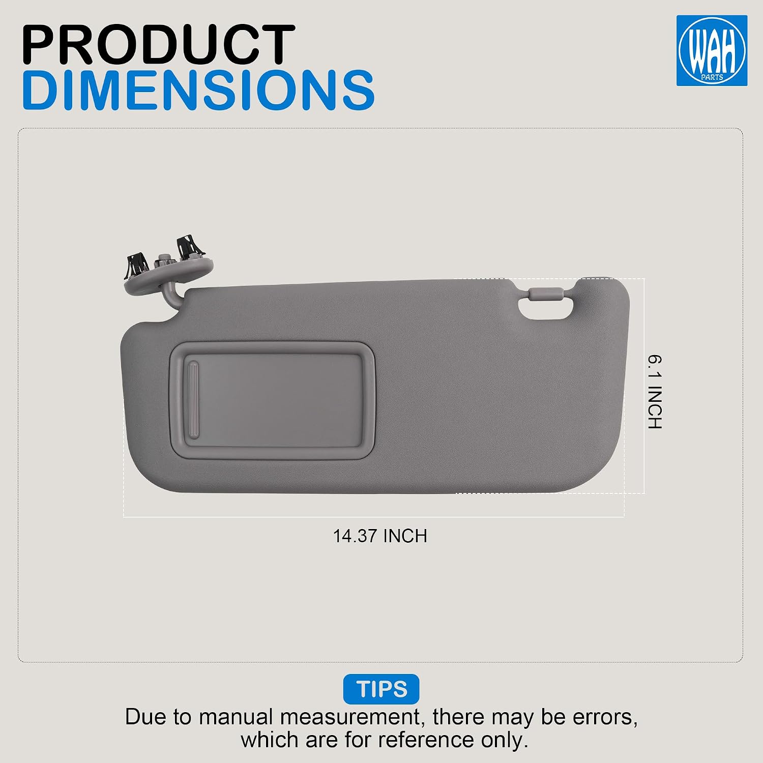 Left Driver Side Sun Visor Compatible with Toyota Yaris 2008-2013 (Gray)