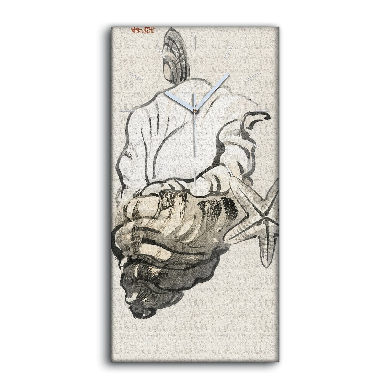 Horloge sur toile 30x60cm de salon au motif asiatique shell art