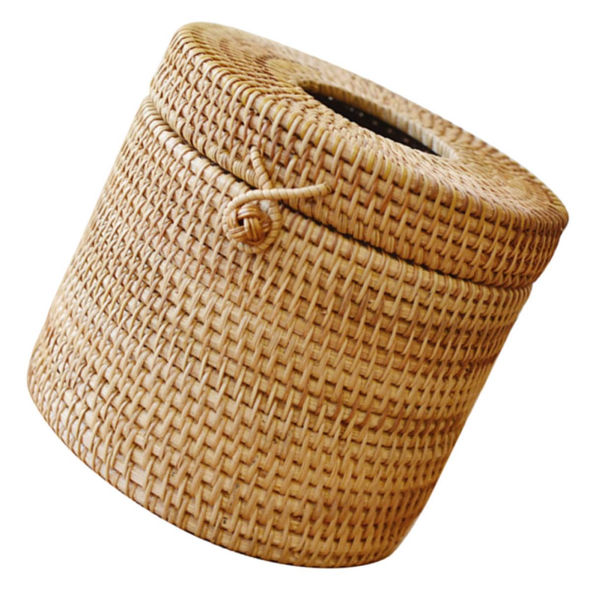 Alasum 1pièce Boîte à Mouchoirs Rotin Tressé Naturel Support Napkin Décoratif pour Salon et Chambre Rangement Élégant et Artisanal
