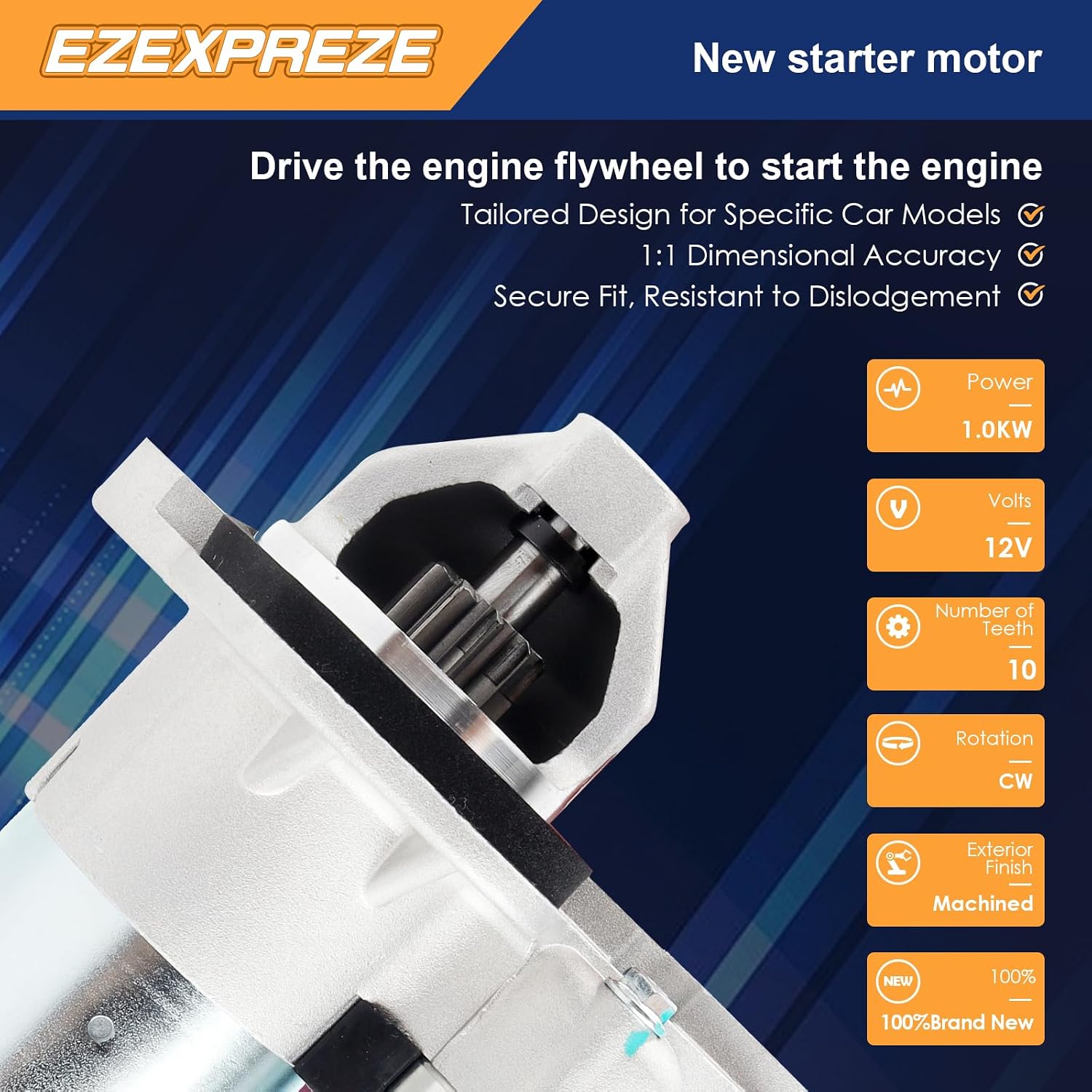 Ezexpreze 17982 New Starter Replacement for Nissan Sentra 2.0L 1.8L 1.6L 07-19, Versa 1.8 07-12, Juke 11-17, Cube 09-14, NV200 13-21, Chevrolet City Express 15-18 L4 Engine OE# S114-902A 19317693