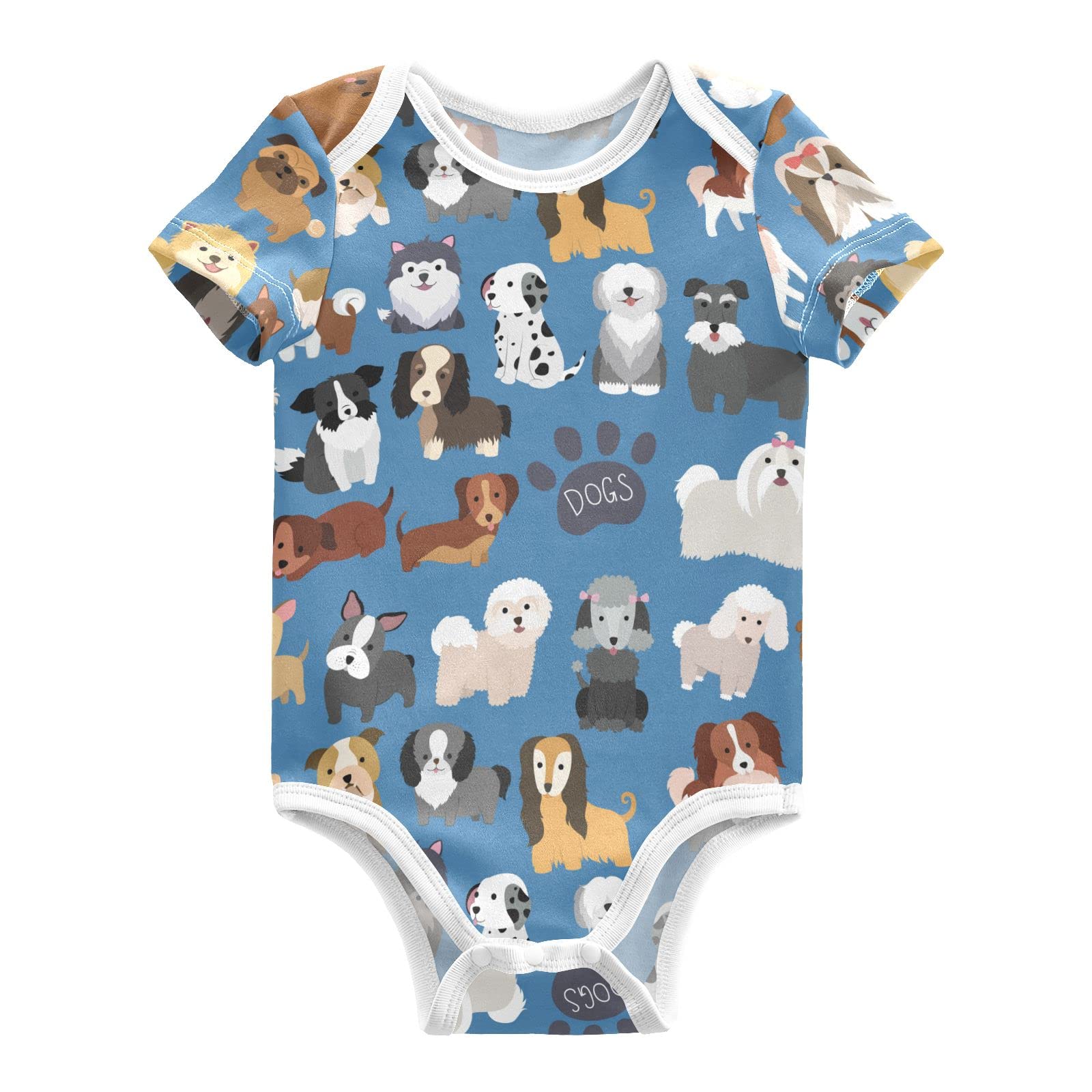 Emelivor Cute Dogs Puppy Baby Boy Girl Bodysuits Short Sleeve Unisex Newborn Outfit Clothes Bodysuit Infant Romper Jumpsuit for Babies 0-24 Months