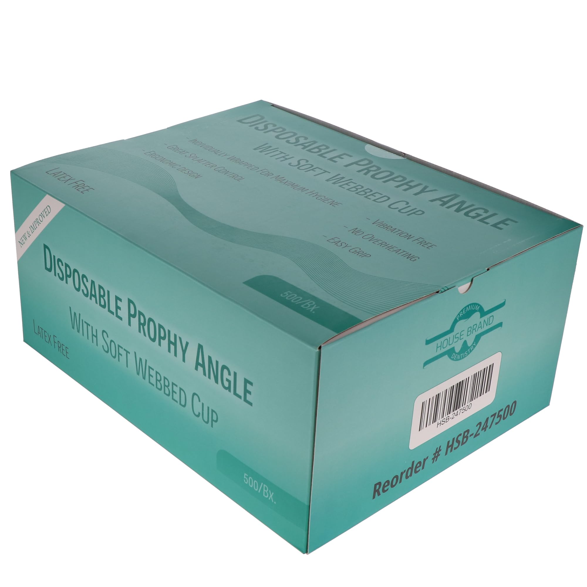 HSB 247500, Soft Webbed Cup, Latex Free, 500/Bx, Disposable Dental Prophy Angles – Latex-Free, Smooth Rotation for Comfortable & Effective Cleaning