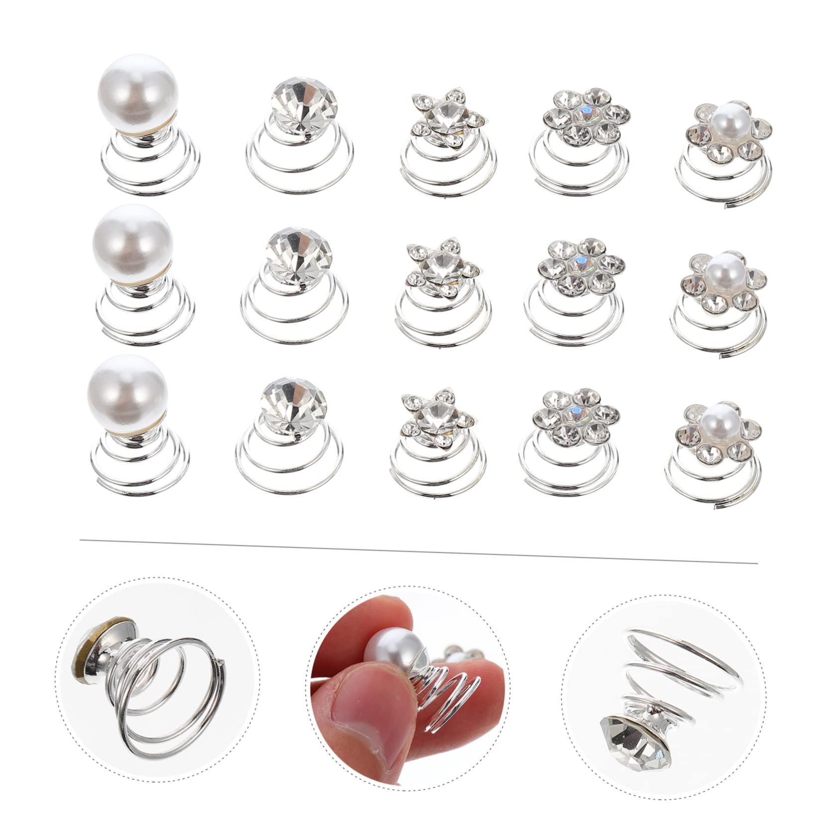 120 Piezas Pasadores en espiral las gemas para el cabello se pegan pinzas para el cabello para rizos hair clips horquillas moño pinzas para el cabello en espiral horquilla de boda FRCOLOR