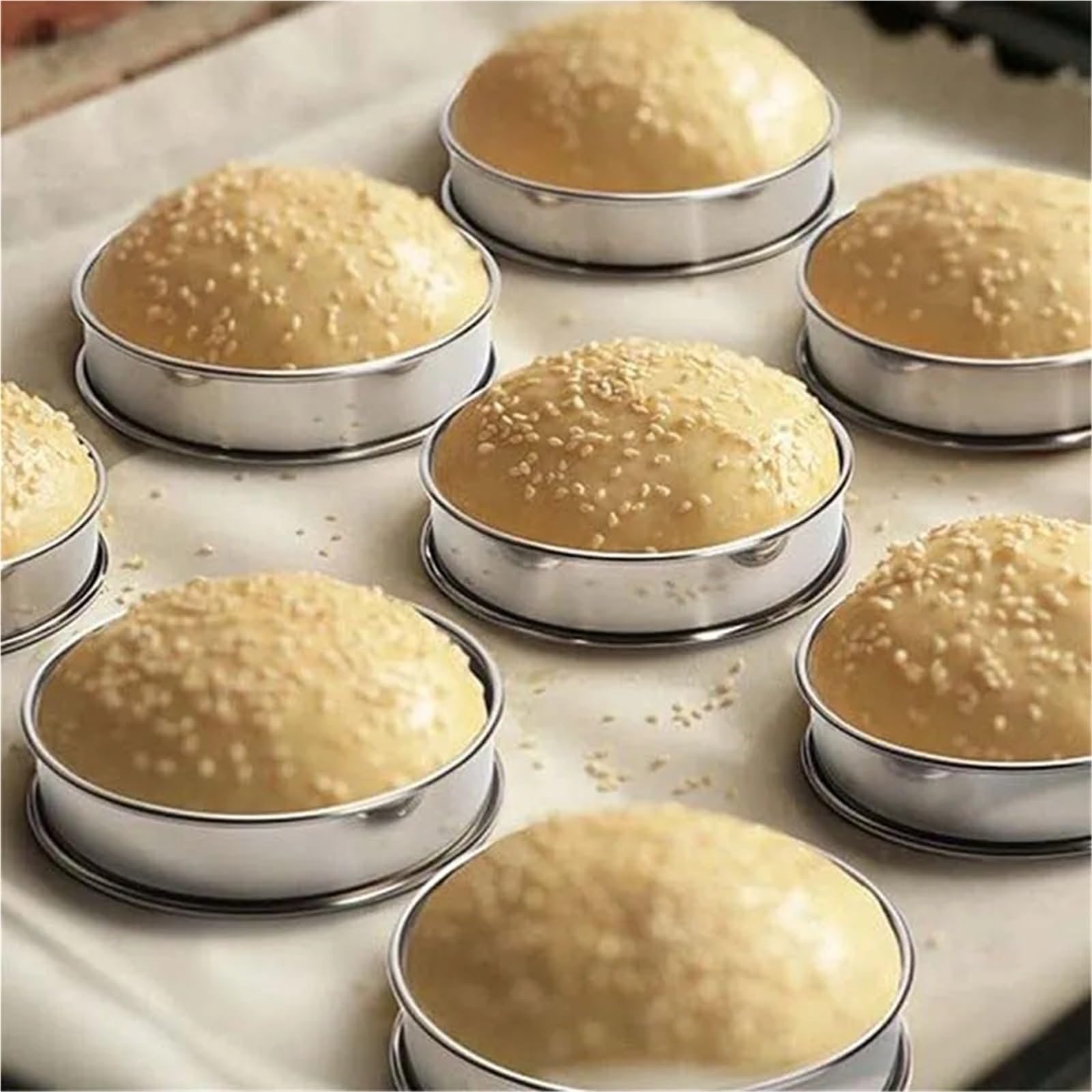 5 Pièces Anneaux à Tarte Muffins Anneau Double Roulé en Acier Inoxydable Moule Rond Métal for la Fabrication des Aliments Ustensiles de Cuisson pour La Pâtisserie Et La Cuisine(10cm 5PCS)