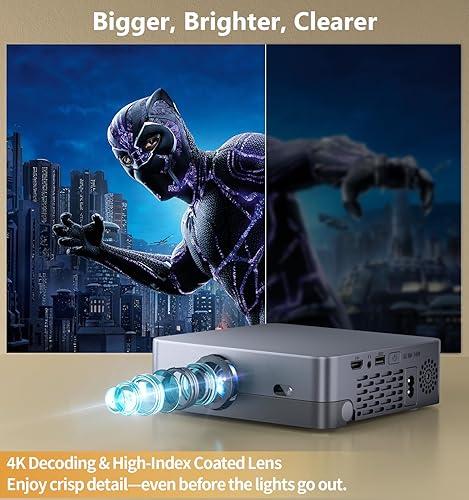 Miniatura 2 de Proyector con WiFi y Bluetooth, Native 1080P Proyector portátil de corto alcance para películas al aire libre con Android 14, altavoz integrado,