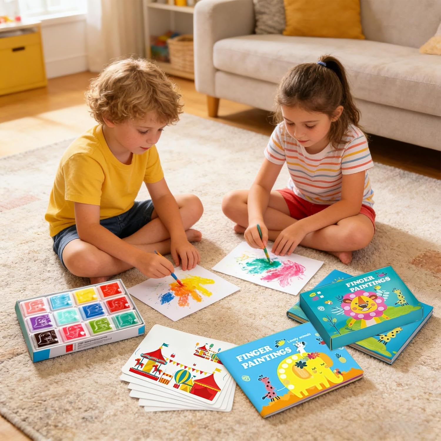 Finger Paint Pad,Washable Learning Activities,Kids Drawing Paper Pad Art Activities | for Classroom Travel Indoor Car Entertainment Birthday Development