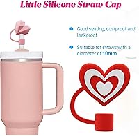 Vista 4 de Stanley Cup - Cubrepopote de corazón compatible con vaso de 30 y 40 onzas, punta de popote de 0.394 in, regalos divertidos para parejas (4 unidades)