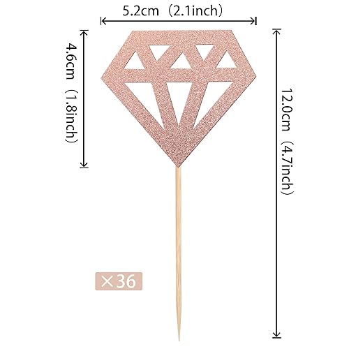Miniatura 2 de 36 piezas de adornos de diamantes para cupcakes con purpurina de diamantes para bodas, compromisos, despedidas de soltera, cumpleaños, aniversario,