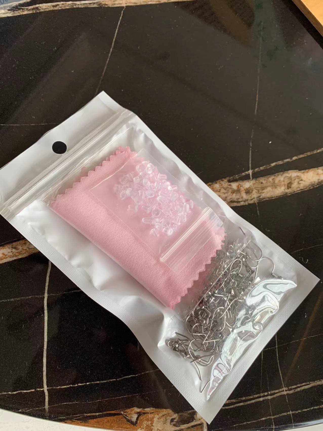 viw Stainless Steel Hypoallergenic Earring Hooks, 100 Pieces Earring Making Kit, Earring Hooks with Pendant Clasp, Silicone Ear Backs and Polishing Cloth for Earring Making DIY (Silver) (100)