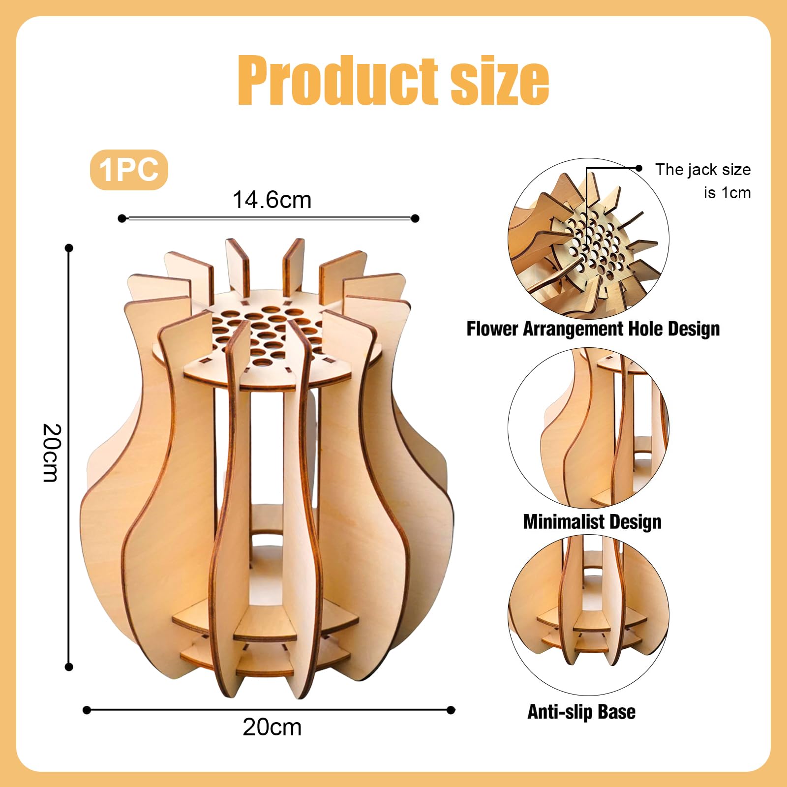 FloralGrace Wooden Puzzle Vase for Flowers Ideal for Home and Office Decoration Flower Lover's Wooden Stand for Roses Cherry Blossoms - Image 2