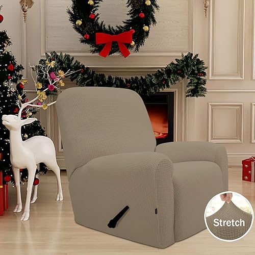 Miniatura 329 de Funda elástica para sofá reclinable de fácil colocación, Tela mezcla de poliéster Algodón, Arena