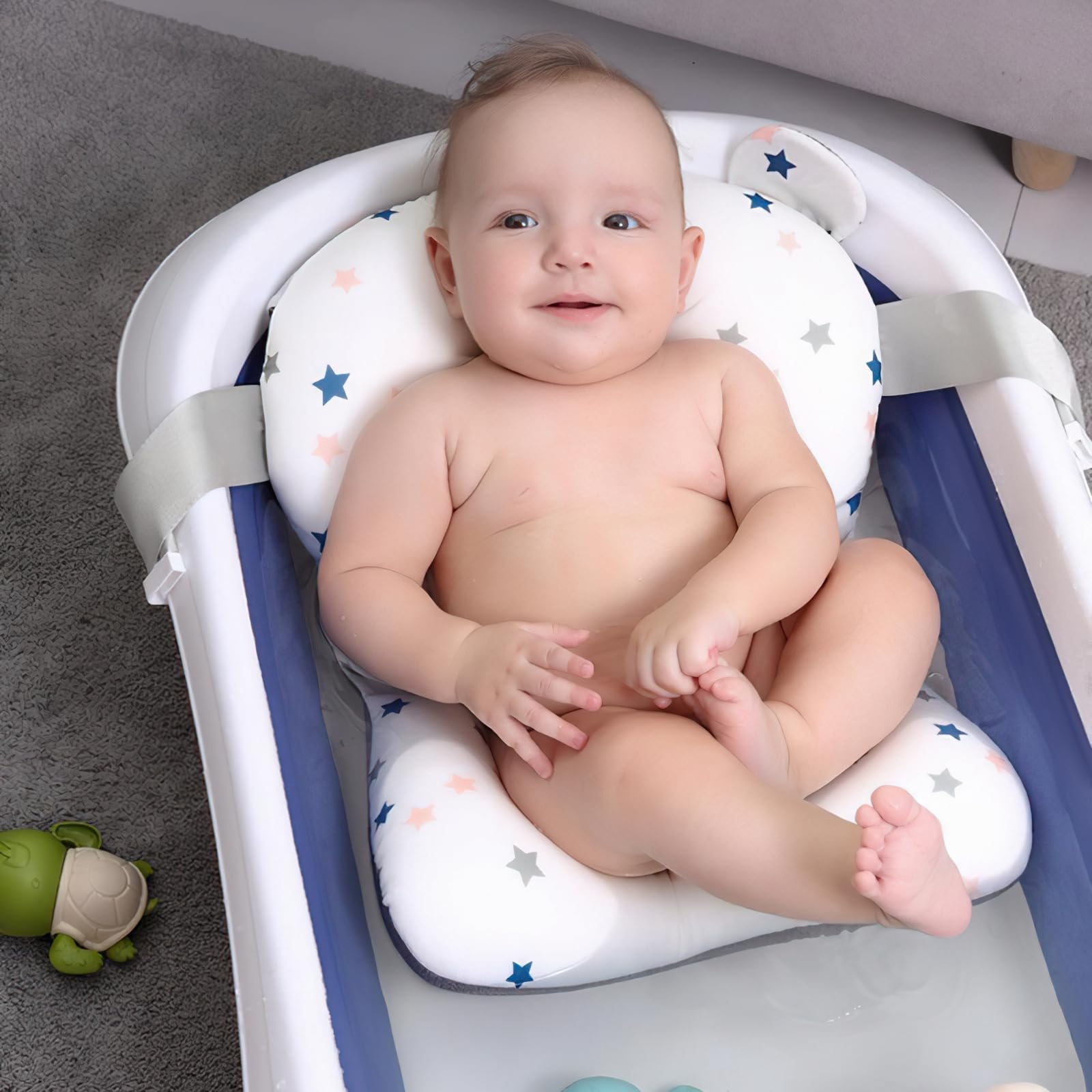 Coussin de Bain pour Bébé, Coussin de bain pour nouveau-né, Coussin De Baignoire Bébé, Coussin de Suspension pour le Bain de Bébé, pour Nouveau-Né 0-18 Mois