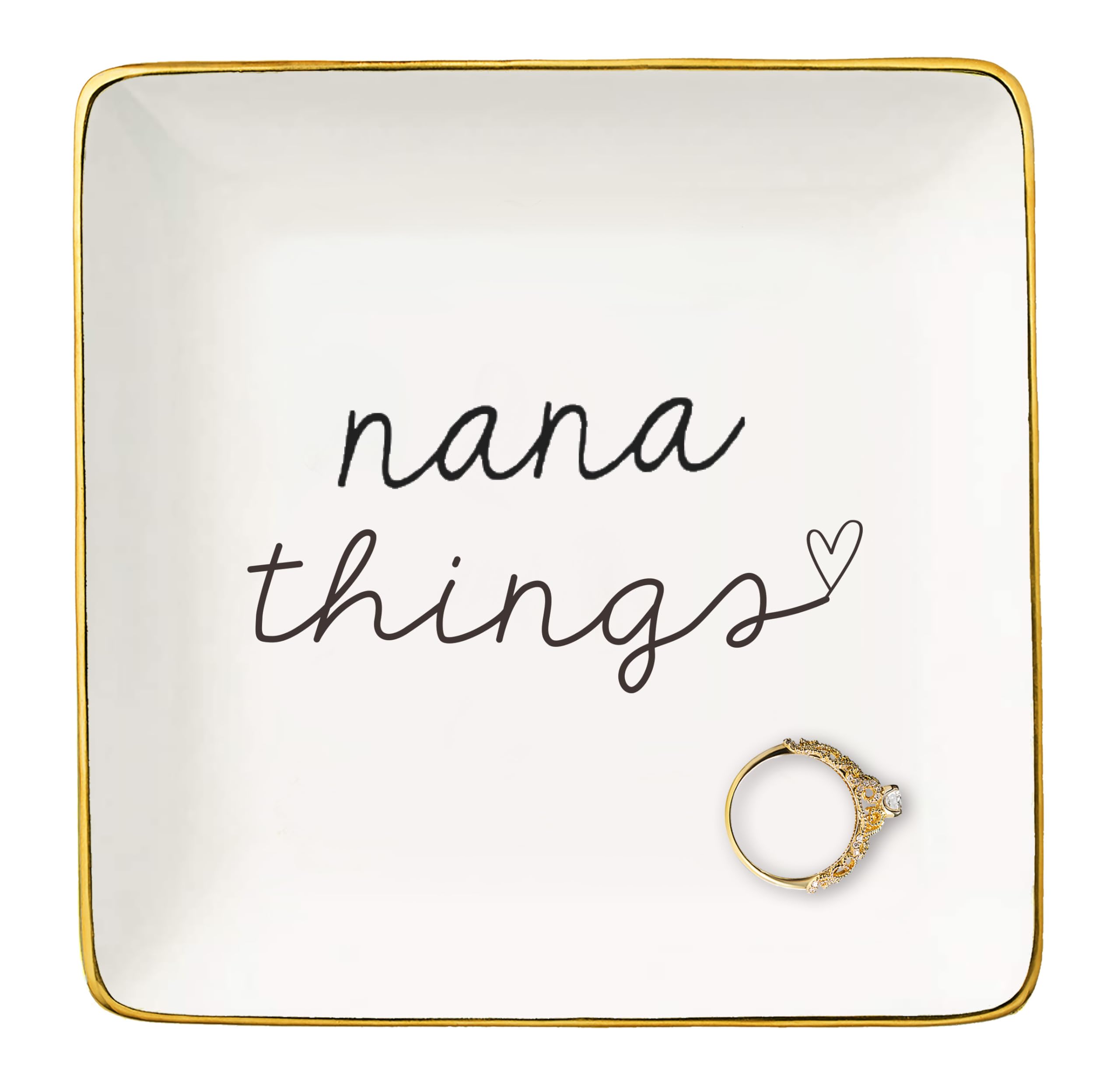 NZY Mother's Day,Birthday,Thanksgiving,New Year,Christmas Gifts for Grandmother-Grandmother Ring Dish-Grandma Life,Ceramic Jewelry Tray-Trinket Holder-Nana Things