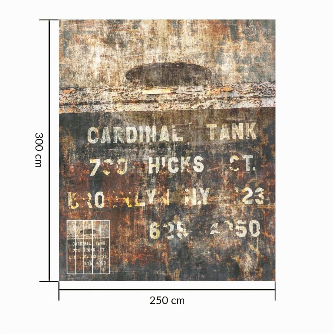 Rasch Tapete 429794 - Fototapete auf Vlies im Industrie-Look in mit Schrift in Rot-Braun- 3,00m x 2,50m (LxB)