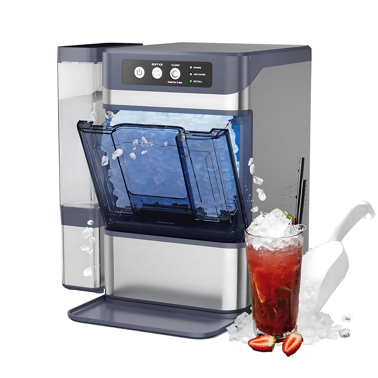 Máquina de hielo masticable para encimera que soluciona la falta de espacio