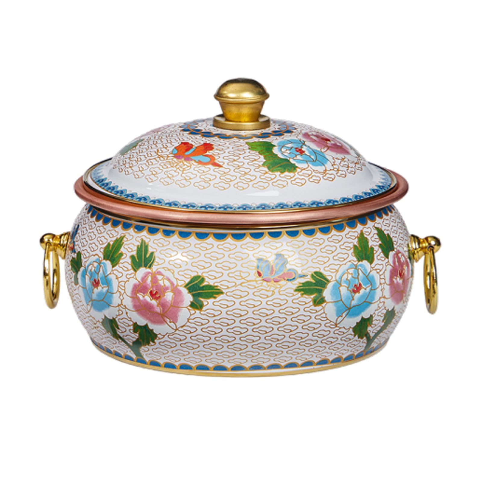 asdchZen Hot Pot Beijing Chinese Copper Chafing Dishes Single Person Small Copper Potshabu Shabu Pot Cloisonne Hot Pot,H,D