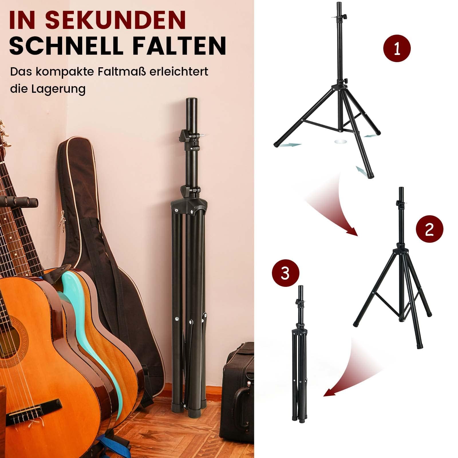FANTASK Trípode para Boxeo, Altavoz, Altura Regulable de 122 – 186 cm, Soporte para Boxeo, soporta hasta 50 kg, para Salas de música, Salas de conferencias, Estudios, 186 x 35 x 186 cm, Color Negro
