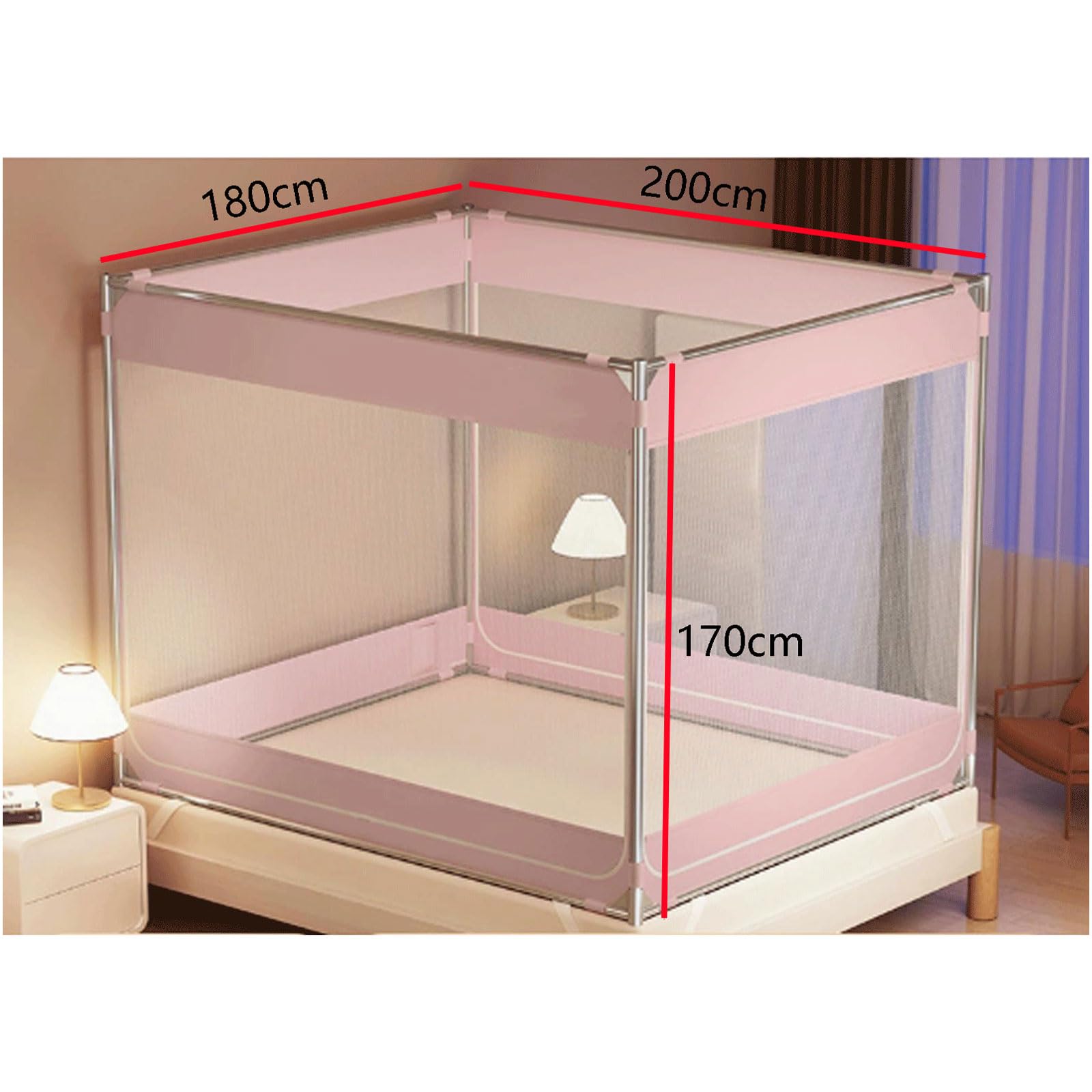 mosquitera Mosquito Tienda de la Red para Camas 3 Entradas Cuergas de la Cama Traje de Evitar caerse de la Cama con Techo a Prueba de Polvo para Cama pequeña a King Size Mosquito Net