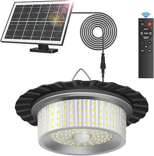 Luz solar para exteriores e interiores, 244 LED de 360 de iluminación con sensor de movimiento, luces solares impermeables con control remoto,