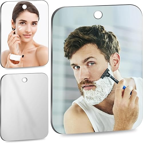 canhard Espejo de afeitado sin niebla para ducha (mediano, paquete de 2 8 x 6 pulgadas), antiespejo irrompible, ligero, portátil, de mano, sin