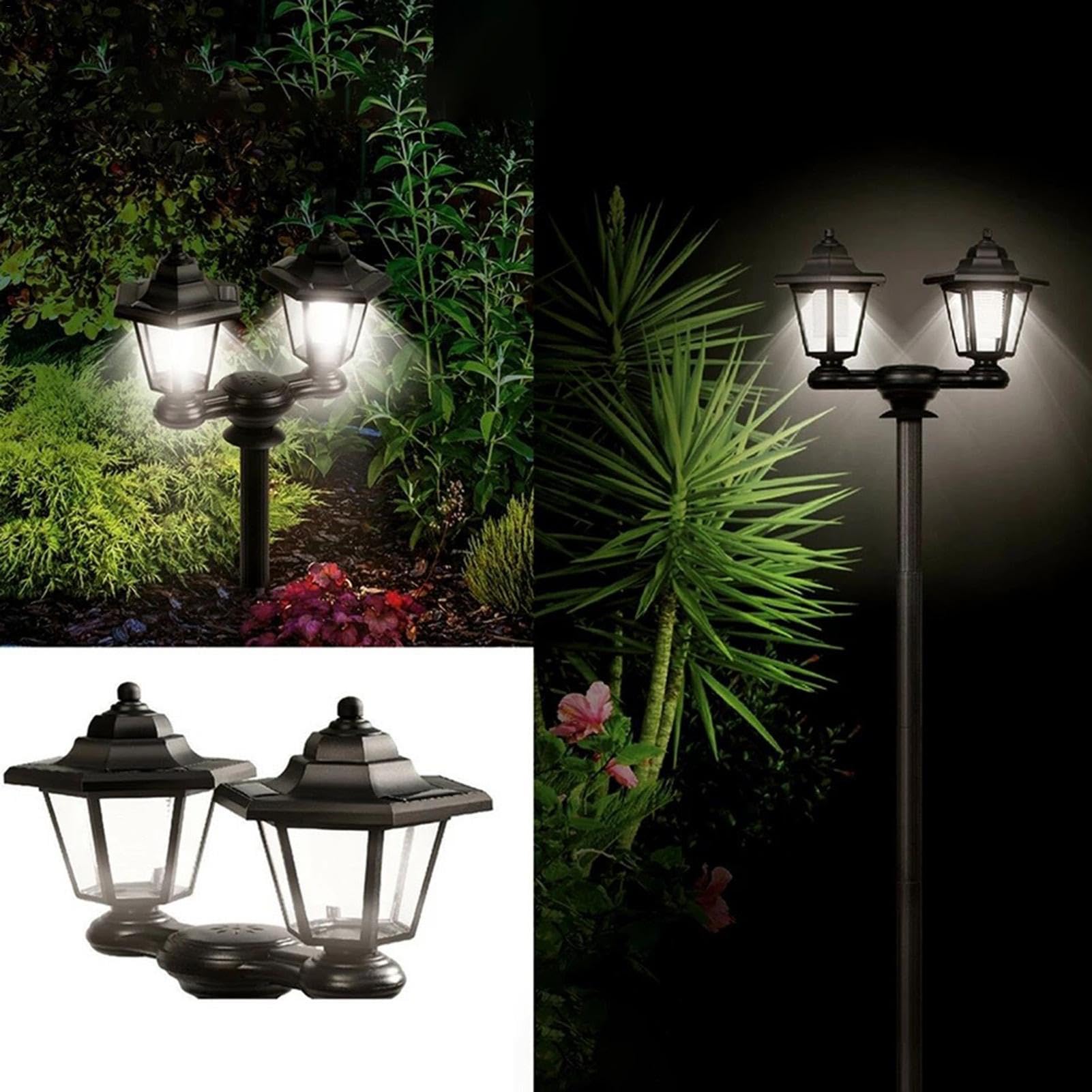 Lampy Solarne Na Zewnątrz Podwójna Lampa Słupkowa