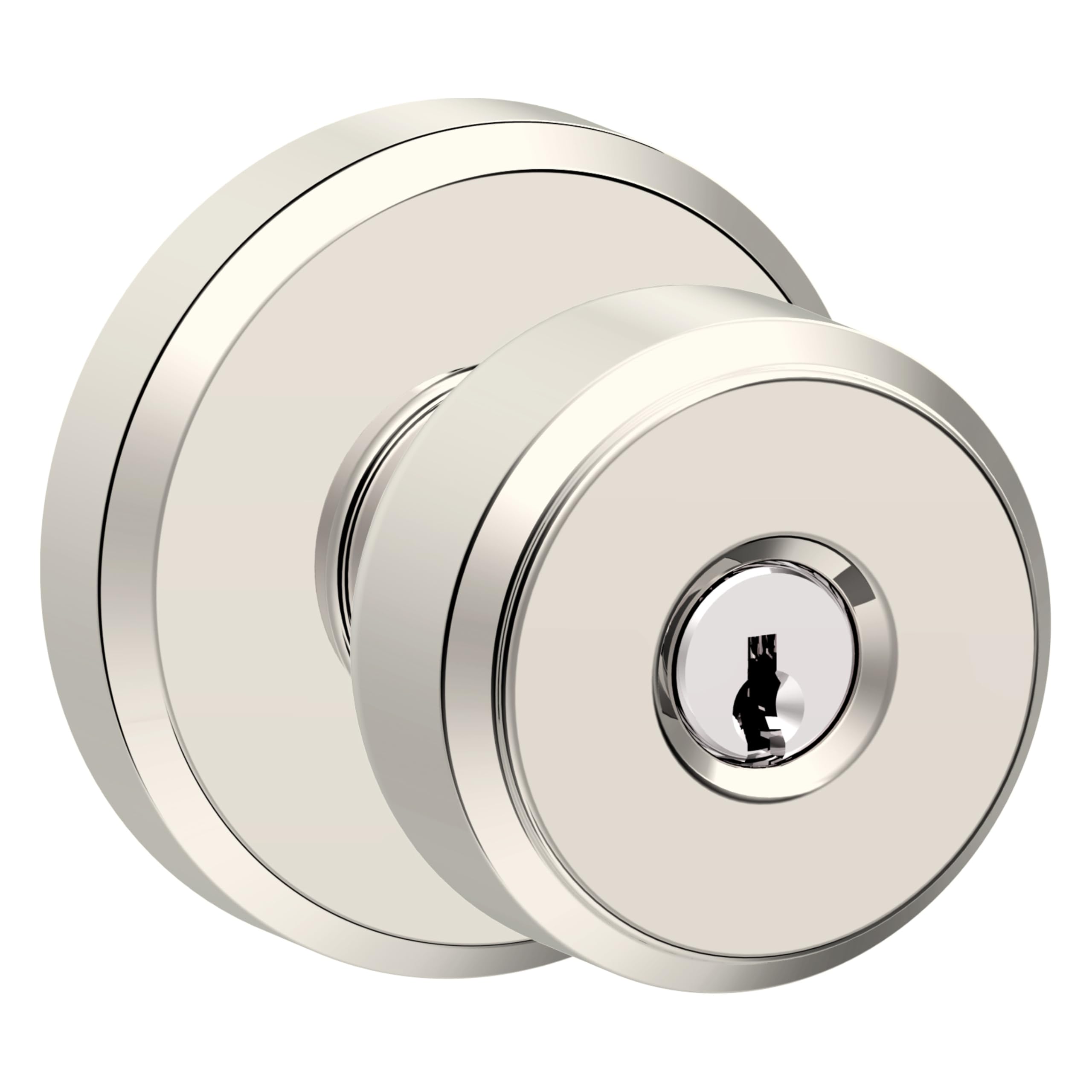 SCHLAGE Bowery Keyed Entry Door Knob, Interior/Exterior, Polished Nickel