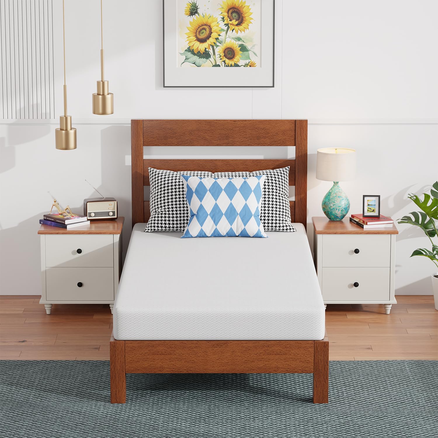 FDW 6 Inch Twin Mattress, Base Foam, Medium Firm Support, Breathable &amp; Comfortable, Removable Washable Zipper Cover, Bed-in-a-Box，CertiPUR-US Certified